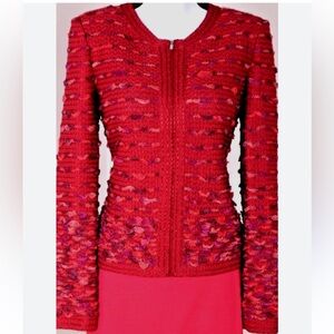 St. John Couture Red Knit Cardigan